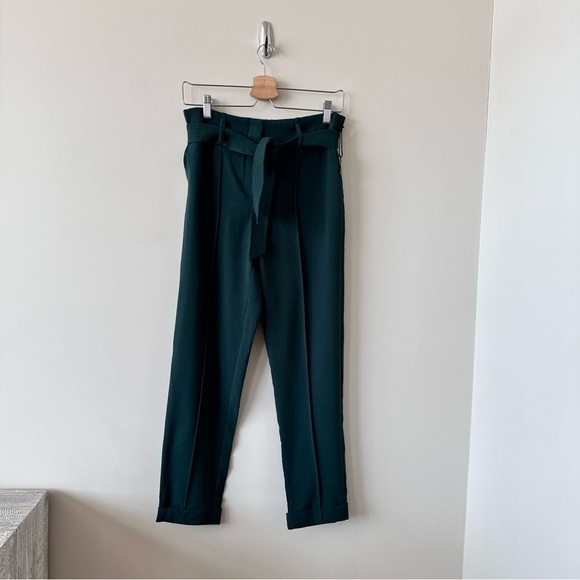 BLACK Tape_ Forest Green High Rise Belted Tapered Trouser (Size:XS) - Picture 1 of 9